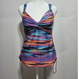 Cole Of California Multicolored V-neck Tankini Top Size Large